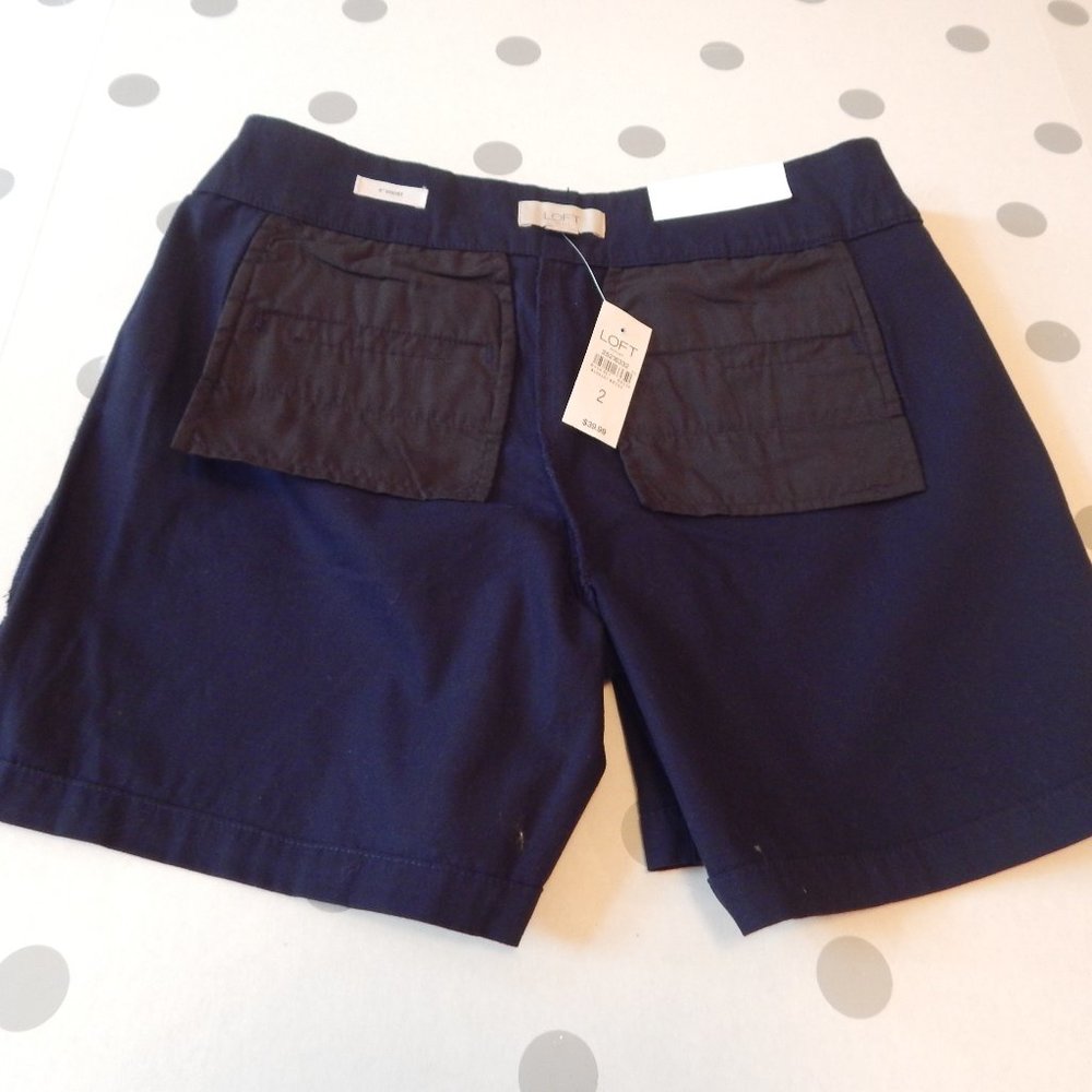 Loft Outlet 6" Twill Shorts Navy Sz 2 NWT - Picture 14 of 14